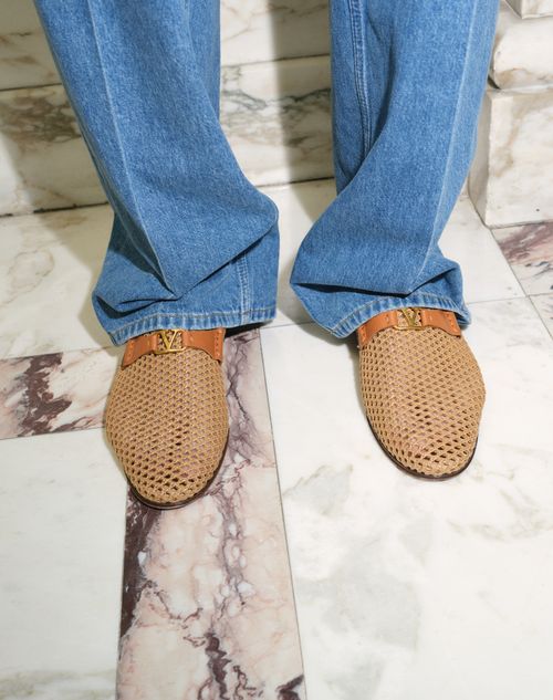 Valentino Garavani - Wolfe Loafer In Woven Raffia - Beige - Man - Loafers And Driver