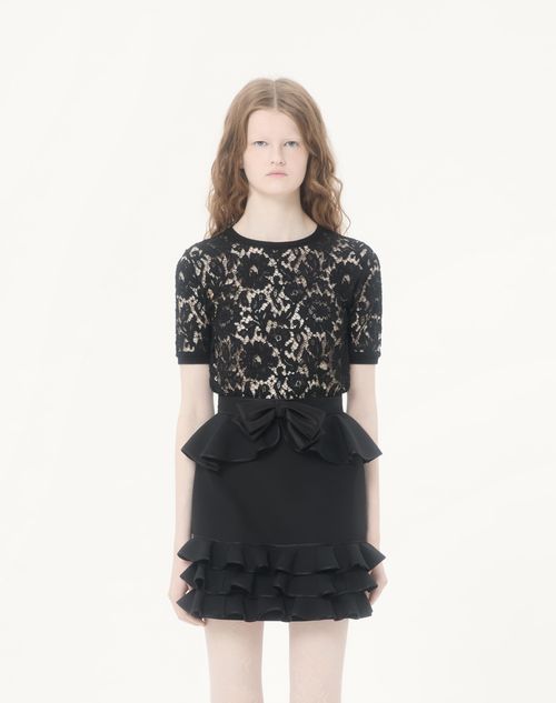 Valentino - Lace And Cotton Sweater - Black - Woman - Knitwear
