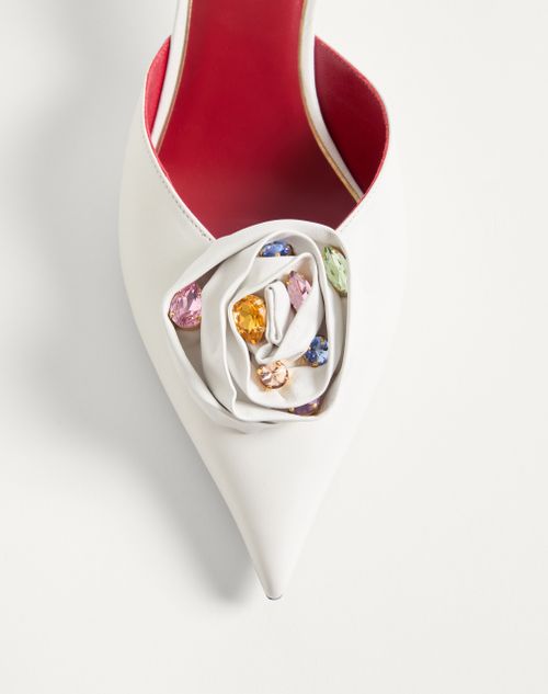 Valentino Garavani - Drip Rose Kidskin Mule With Crystals 55mm - White - Woman - Pumps And Slingbacks
