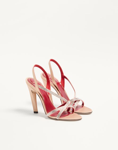 Valentino Garavani - Dans Le Foyer Satin Sandal With Crystals 105mm - Nude - Woman - Sandals