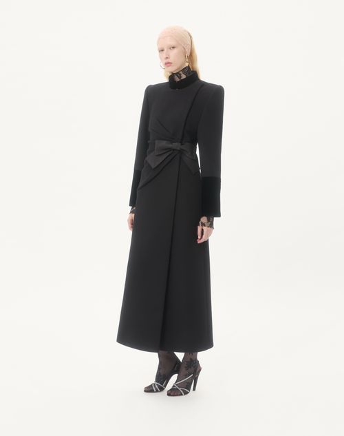 Valentino - Compact Drap Coat - Black - Woman - Coats And Outerwear
