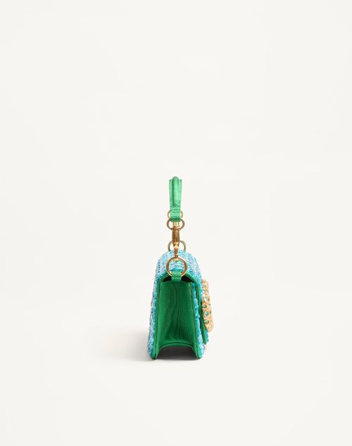 Valentino Garavani - Valentino Garavani Locò Small Shoulder Bag Embroidered With Jewel Logo - Turquoise/emerald - Woman - Shoulder Bags