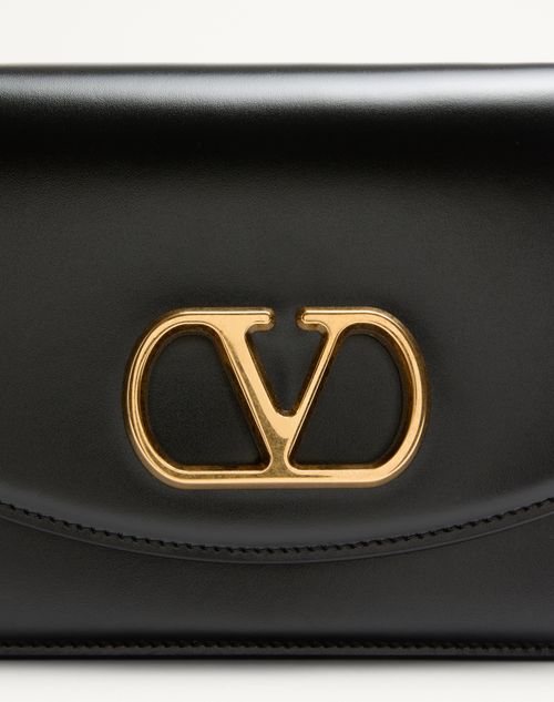 Valentino Garavani - Small Valentino Garavani Vain Shoulder Bag In Shiny Calfskin - Black - Woman - Shoulder Bags