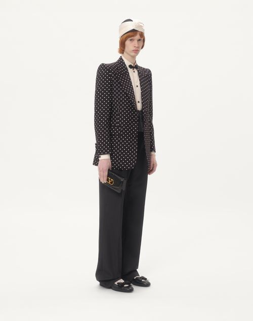 Valentino - Single-breasted Shantung Silk Jacket With Plusdepois Print - Black/birch - Man - Coats And Blazers