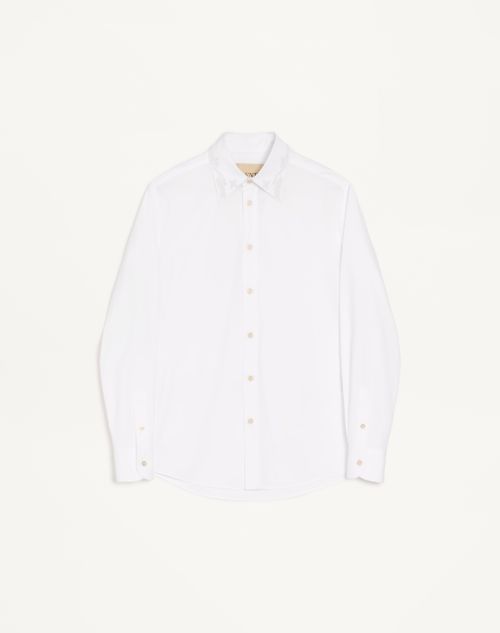 Valentino - Valentino Cotton Poplin Shirt With Embroidery On The Collar - White - Man - Shirts