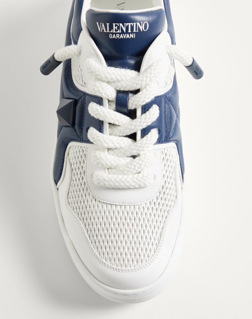 Valentino Garavani - One Stud Xl Low-top Sneaker In Perforated Nappa - Blue/white - Man - Trainers
