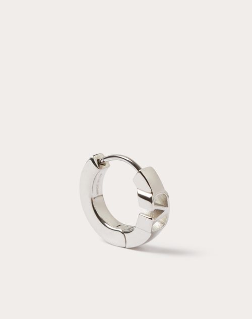 Valentino Garavani - ミニ Vロゴ シグネチャー シングル メタル ピアス - パラジウム - メンズ - ジュエリー