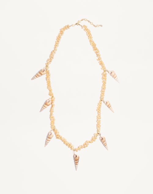 Valentino Garavani Jardin Aquatique Necklace In Metal And Shells Man Gold Onesize