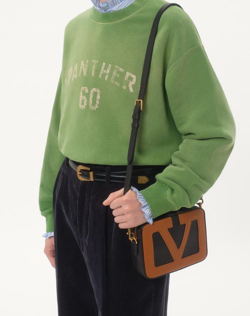 Valentino Garavani - Valentino Garavani Viva Superstar Nappa Leather Crossbody Bag - Black/spice - Man - Shoulder Bags