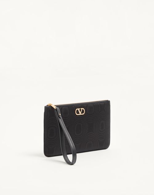 Valentino Garavani - Vlogo Signature Clutch In Moiré Fabric With Jewel Logo. - Black - Woman - Clutches