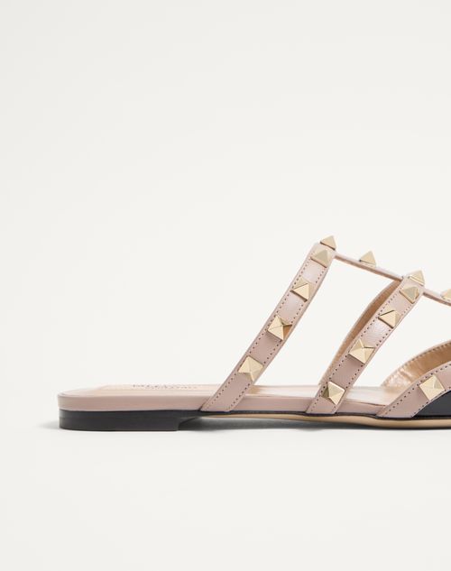 Valentino Garavani - Rockstud Patent-leather Mule - Black/poudre - Woman - Ballerinas
