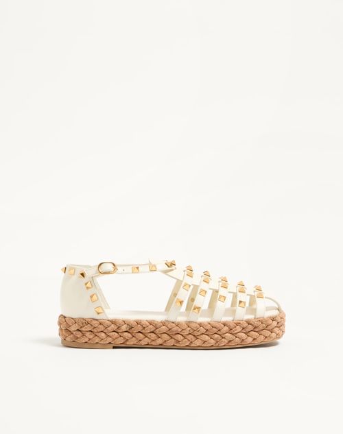 Valentino Garavani Valentino Rockstud 30 Leather Platform Sandal In White