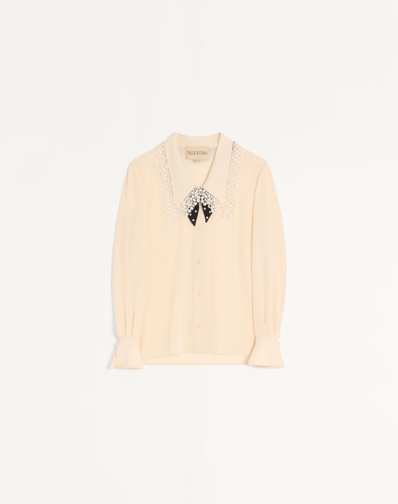 Valentino Women's Ivory Crepe De Chine Shirt Woman 46