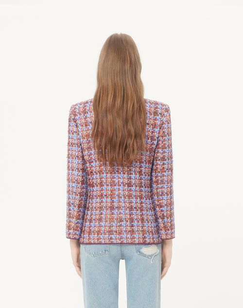 Valentino - Valentino Double-breasted Jacket In Multicolour Frayed Tweed - Multicolour - Woman - Jackets And Blazers