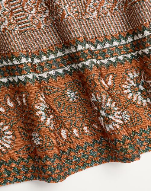 Valentino - Knitted Skirt With Lurex Jacquard Pattern - Ginger Orange/beige - Woman - Skirts