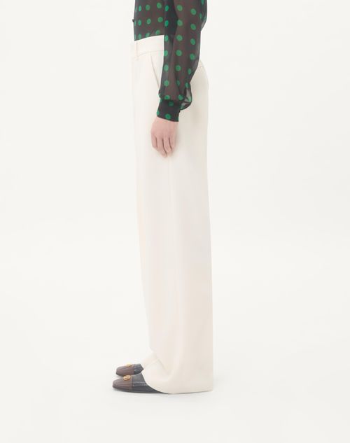 Valentino - Valentino Wool Grisaille Trousers - Latte - Man - Trousers And Shorts
