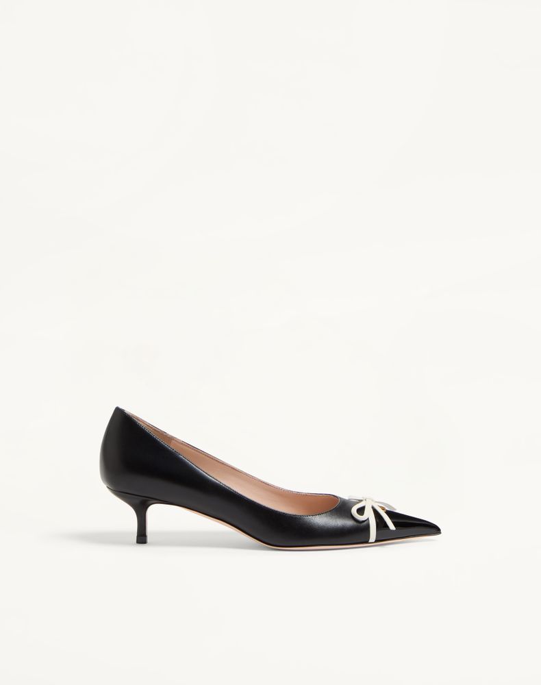 Valentino Garavani Women's Black/Ivory Bepointy Pump In Patent Leather And Kidskin 45Mm Woman 42