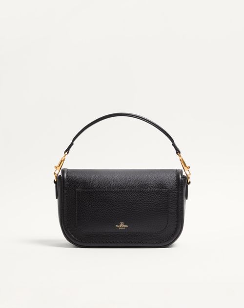 Valentino Garavani - Valentino Garavani Alltime Grainy Calfskin Shoulder Bag - Black - Woman - Shoulder Bags
