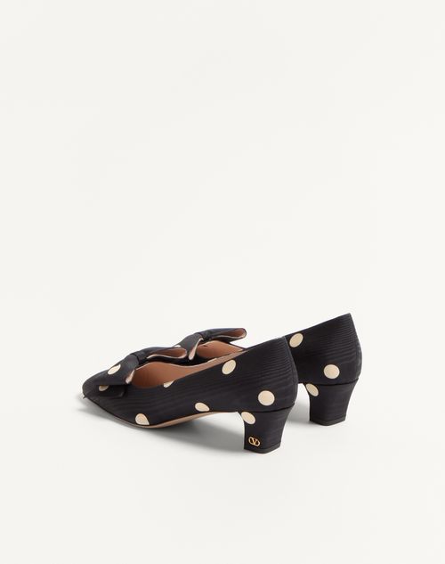 Valentino Garavani - Bowow Pump In Moiré Plus De Pois Fabric 45mm - Black/butter - Woman - Pumps