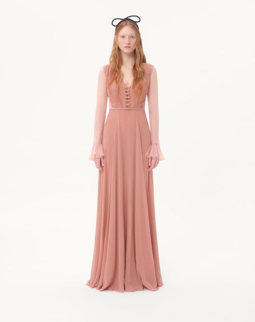 Valentino - Light Georgette Long Dress - Light Pink - Woman - Gowns