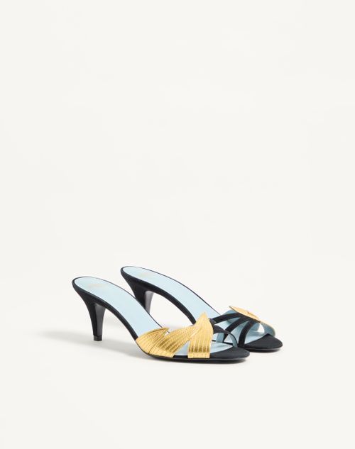 Valentino Garavani - Foliefoliage Suede Sandal 85mm - Black/gold - Woman - Sandals