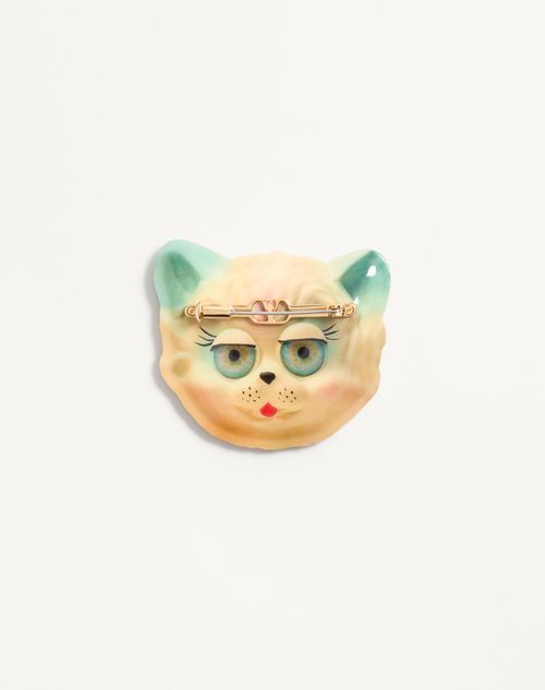 Valentino Garavani - Le Chat De La Maison Plastic Brooch - Gold/multicolor - Man - Jewelry