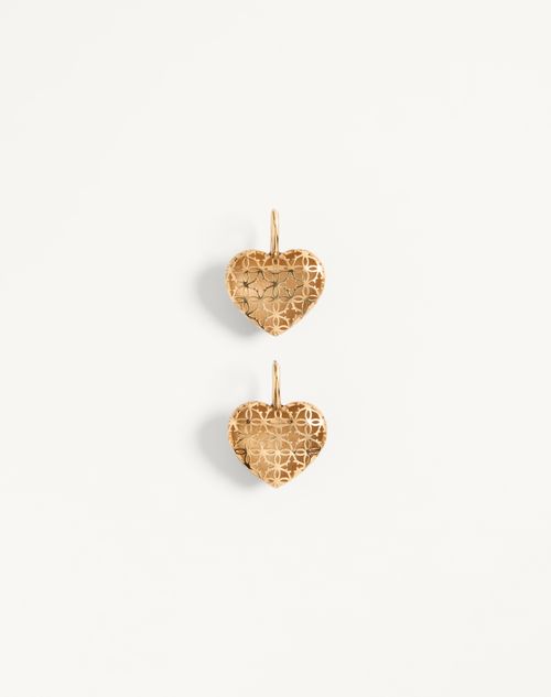 Valentino Garavani - Coeur Royal Earrings In Metal And Enamel - Gold/black - Woman - Jewelry