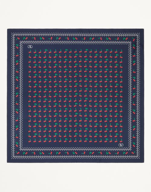 Valentino Garavani - Cherryfic Silk Scarf - Blue/red - Woman - Soft Accessories