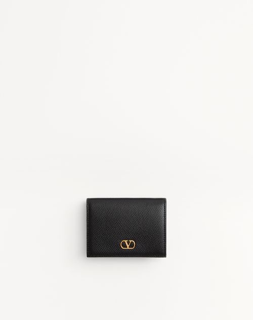 Valentino Garavani - Vlogo Signature Grainy Calfskin Wallet - Black - Woman - Wallets And Small Leather Goods