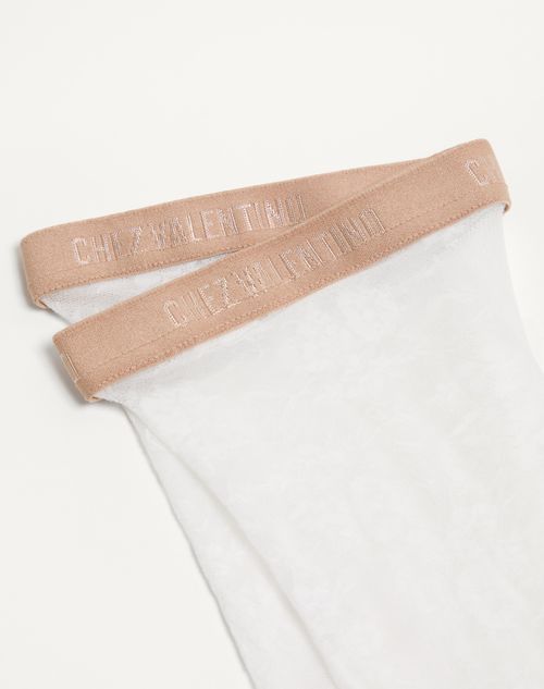 Valentino - Floral Lycra Tights - Ivory - Woman - Soft Accessories