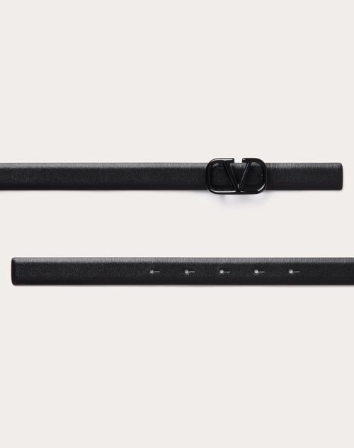 Valentino Garavani - Vロゴ シグネチャー シャイニーカーフスキン ベルト 20mm - ブラック - ウィメンズ - ベルト