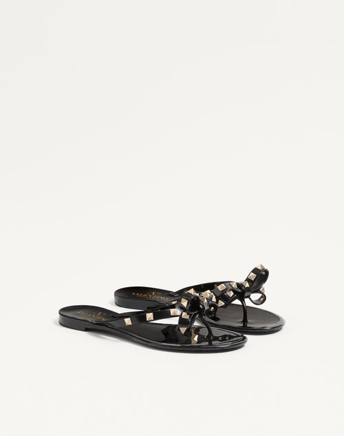 Valentino Garavani - Rockstud Rubber Slipper - Black - Woman - Slides And Thongs