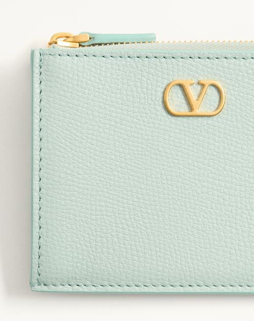 Valentino Garavani - Vlogo Signature Grainy Calfskin Card Holder - Grey - Woman - Wallets And Small Leather Goods