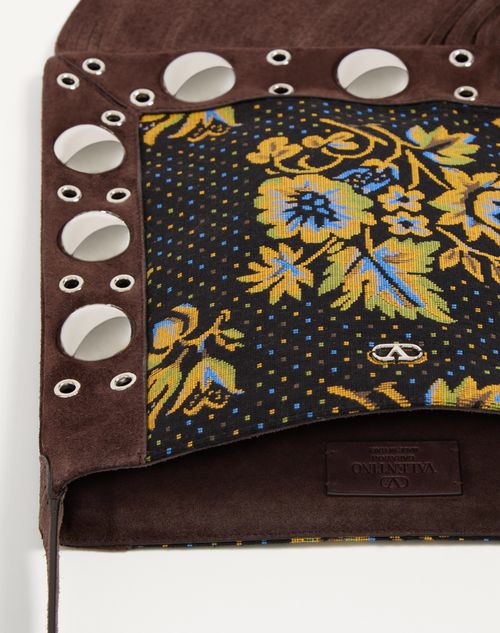 Valentino Garavani - Valentino Garavani Nellcôte Shoulder Bag In Jacquard Fabric With Fringes - Multicolor/testa Di Moro - Man - Shoulder Bags