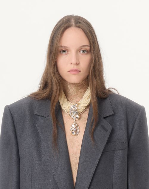 Valentino - Single-breasted Jacket In Textured Silk Wool - Dark Grey - Woman - Jackets And Blazers