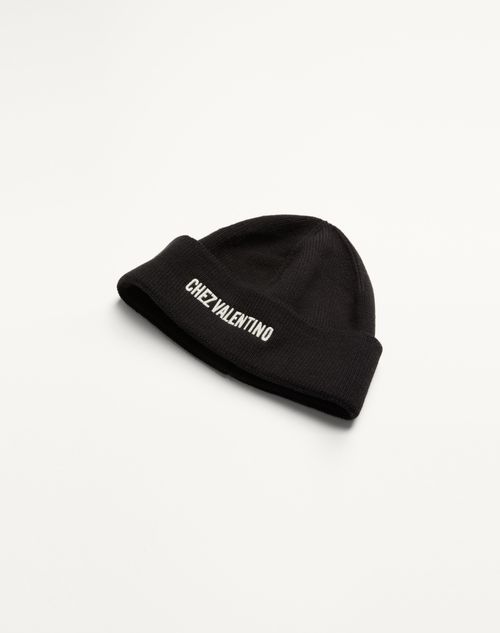 Valentino Garavani - Chez Valentino Knitted Wool Beanie - Black - Man - Hats And Gloves