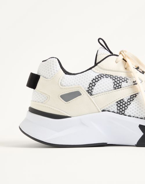 Valentino Garavani - Baskets Demivee En Tissu Ajouré Avec Empiècements En Daim - Blanc/gris - Homme - Baskets