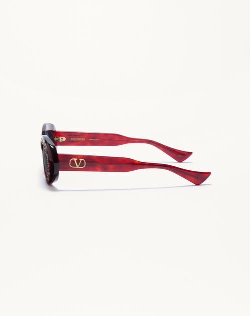 Valentino - Occhiale Ovale In Acetato - Havana/blu - Donna - Occhiali