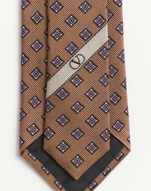 Valentino Garavani - Valentie Micro-check Silk Tie - Beige - Man - Ties