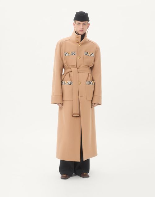 Valentino - Valentino Double-breasted Trench Coat In Wool Felt With Ayers Inserts - Beige - Man - Coats And Blazers