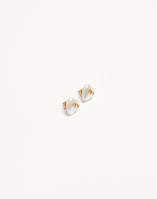 Valentino Garavani - Vlogo Signature Metal And Pearl Earrings - Gold/cream - Woman - Jewelry