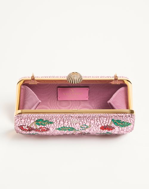Valentino Garavani - Valentino Garavani Carry Secrets Minaudiere With Cherryfic Rhinestone Motif - Pink - Woman - Clutches