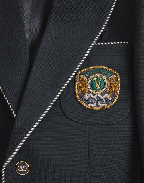 Valentino - Veste Droite Valentino En Laine Avec Écusson Valentino - Noir - Homme - Manteaux Et Blazers