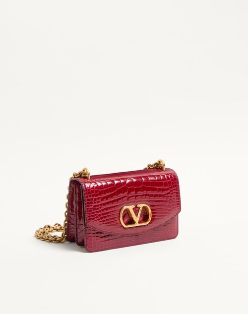 Valentino Garavani - Valentino Garavani Vain Small Shoulder Bag In Crocodile Leather - Red - Woman - Shoulder Bags