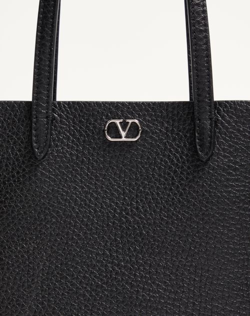 Valentino Garavani - Valentino Garavani Nellcôte Mini Shopping Bag In Grainy Calfskin - Black - Woman - Totes