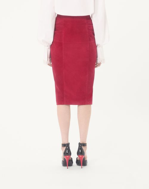 Valentino - Suede Skirt - Cherry Red - Woman - Skirts