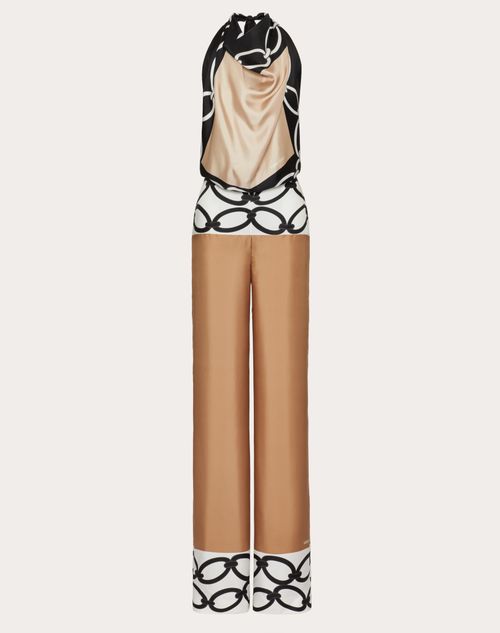 VALENTINO VALENTINO VALENTINO CHAIN 1967 FOULARD TWILL JUMPSUIT WOMAN BROWN/MULTICOLOUR 38