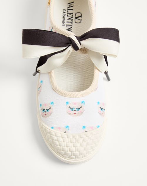 Valentino Garavani - Bay By Bay Ballerina Fabric Sneaker With Le Chat De La Maison Print - White/multicolor - Woman - Sneakers