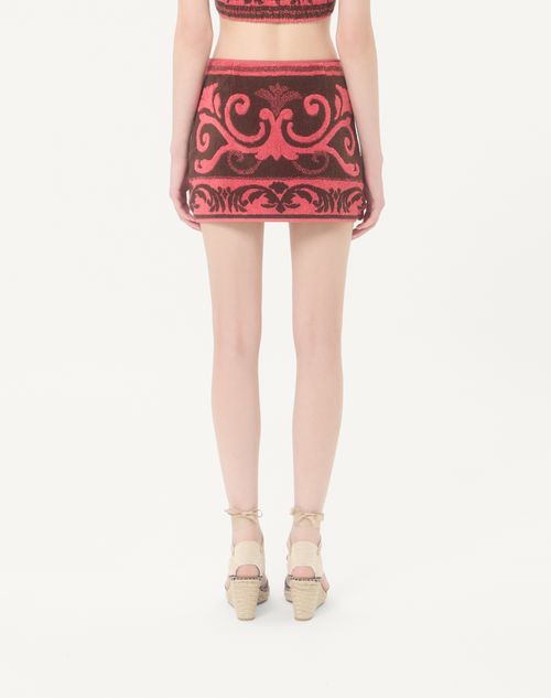 Valentino - Falda De Felpa - Chocolate/coral - Mujer - Faldas
