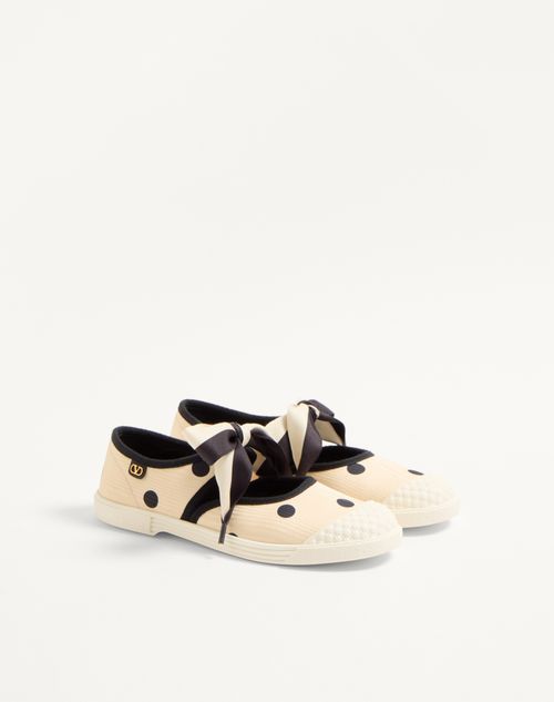 Valentino Garavani - Bay By Bay Ballerina Sneakers In Moiré Plus De Pois Fabric - Butter/black - Woman - Sneakers